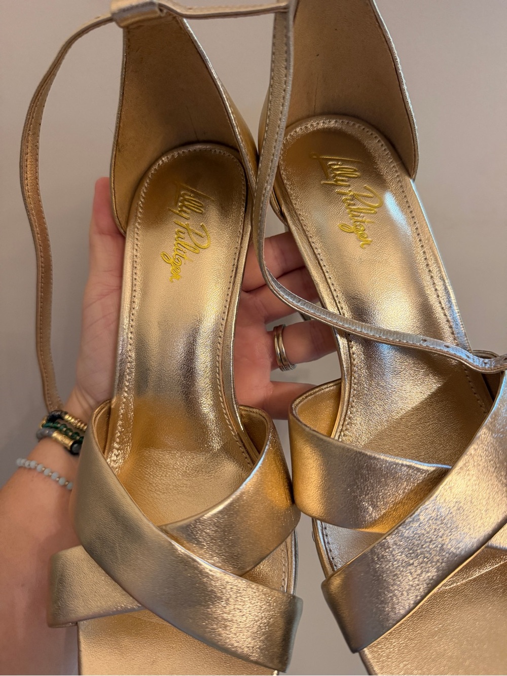 Lilly Pulitzer Gold Strappy Heeled Sandals